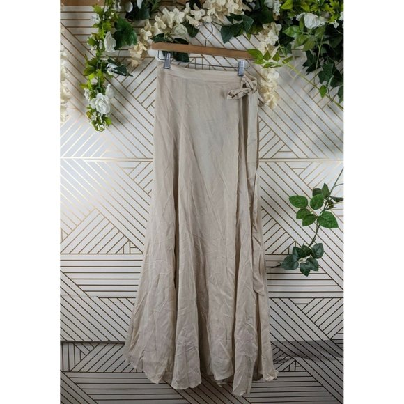 Reformation Wrap Maxi Skirt Tan Size Large Viscose - Picture 1 of 10